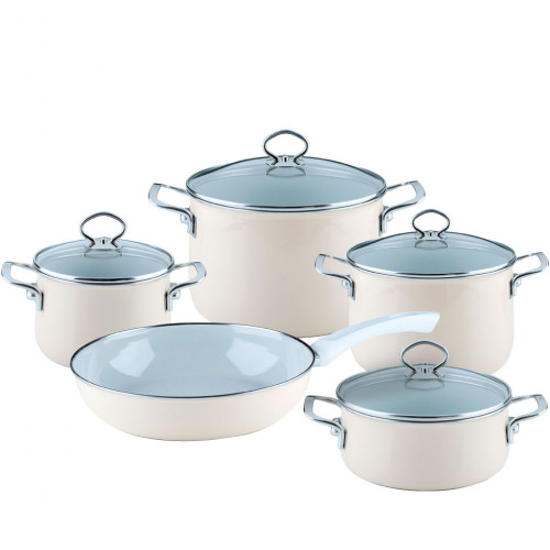 Riess Nouvelle Avorio extra strong 5-piece cookware set - enamel