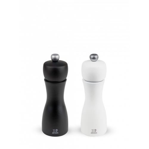 Peugeot Tahiti Duo Pepper and Salt Mill 15 cm Beech Wood Black & White Matte - Steel Grinder