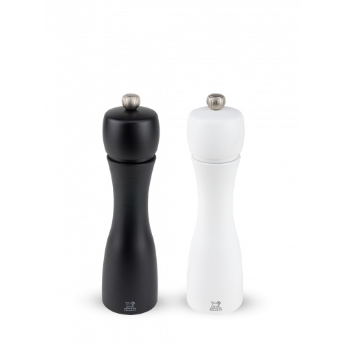Peugeot Tahiti Duo Pepper & Salt Mill 20 cm Beech Wood Black & White Matte - Steel Grinder