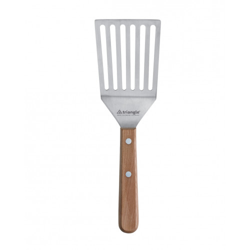 triangle Classic Wood Palette 12 cm - angled / slotted - stainless steel - cherry wood handle