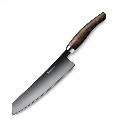 Nesmuk Janus chef's knife 24 cm - niobium steel with DLC coating - handle made of walnut burl wood
