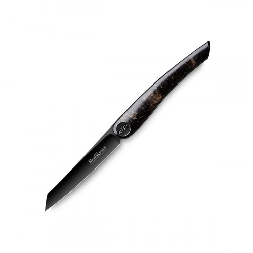 Nesmuk Janus Folder 8.9 cm - Niobium steel with DLC coating - black masur birch handle