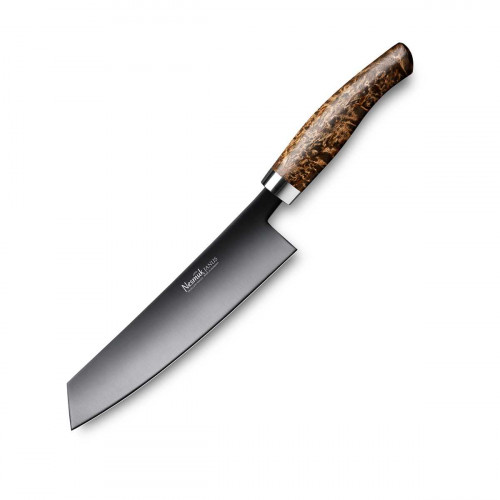 Nesmuk Janus chef's knife 18 cm - niobium steel with DLC coating - handle Karelian masur birch
