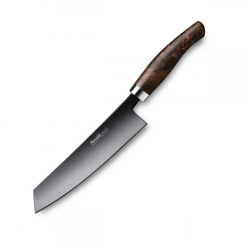 Nesmuk Janus chef's knife 18 cm - niobium steel with DLC coating - handle made of walnut burl wood
