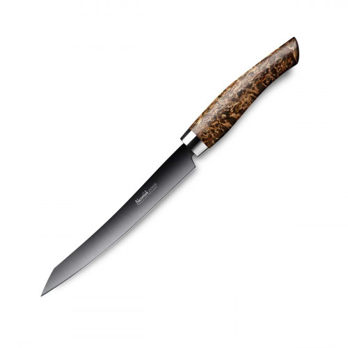 Nesmuk Janus Slicer 16 cm - Niobium Steel with DLC Coating - Handle made of Karelian Masur Birch