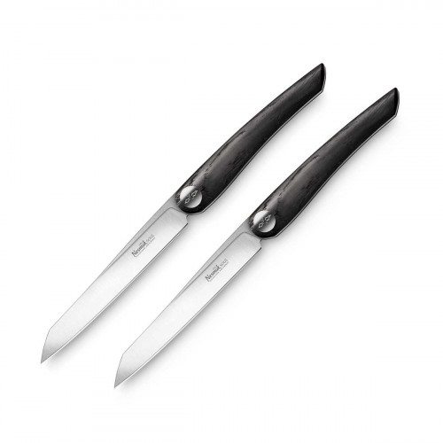 Nesmuk Soul 2-piece set of steak knives / table knives 11.5 cm - special steel - handle made of Mooreiche wood