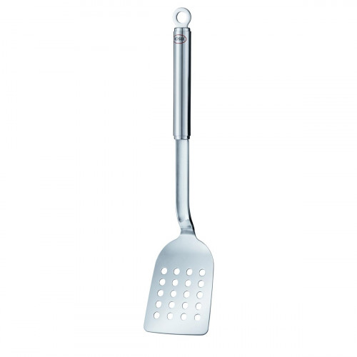 Rösle slotted pan spatula with round handle - stainless steel