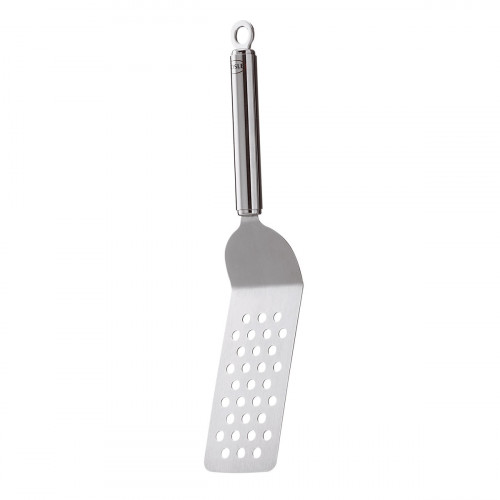 Rösle offset/holed spatula with round handle - stainless steel