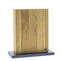 Blockwerk 8-piece magnetic knife block - oak wood with gray-coated steel base