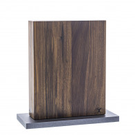Blockwerk 8-piece magnetic knife block - walnut wood with gray-coated steel base