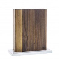 Blockwerk 8-piece magnetic knife block - walnut wood with white lacquered steel base