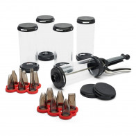 de Buyer Le Tube Pro kitchen syringe with 12 nozzles & 4 replacement containers