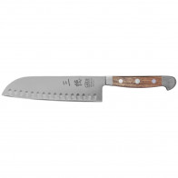 Güde Alpha Walnut Santoku Knife 18 cm with Granton Edge - CVM Knife Steel - Walnut Wood Handle Scales