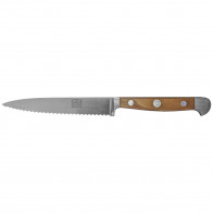 Güde Alpha Walnut Tomato Knife 13 cm with Serrated Edge - CVM Knife Steel - Walnut Wood Handle Scales