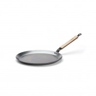 de Buyer Mineral B Bois Crepe Pan 26 cm - Iron with Beeswax Coating - Band Steel Handle with Wooden Handle Scales