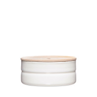 Riess Kitchen Management Storage Jar 0.615 L Pure White - Enamel with Ash Wood Lid