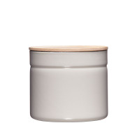 Riess Kitchen Management Storage Jar 1.35 L Light Grey - Enamel with Ash Wood Lid