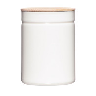 Riess Kitchen Management Storage Jar 2.25 L Pure White - Enamel with Ash Wood Lid