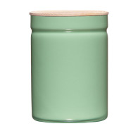 Riess Kitchen Management Storage Jar 2.25 L Slow Green - Enamel with Ash Wood Lid