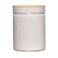 Riess Kitchen Management Storage Jar 2.25 L Light Grey - Enamel with Ash Wood Lid