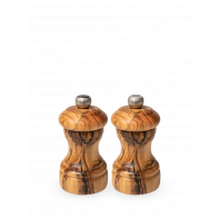 Peugeot Bistro Duo Pepper and Salt Mill 10 cm Olive Wood - Steel Grinding Mechanism