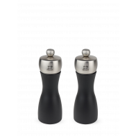 Peugeot Fidji Duo Pepper and Salt Mill 15 cm Beech Wood Matte Black - Steel Grinding Mechanism