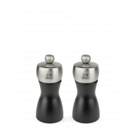 Peugeot Fidji Duo Pepper + Salt Mill 12 cm Beechwood Matte Black - Steel Grinder