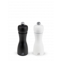 Peugeot Tahiti Duo Pepper and Salt Mill 15 cm Beech Wood Black & White Matte - Steel Grinder