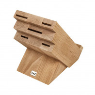 KAI knife block for 5 knives with front rail - beech wood