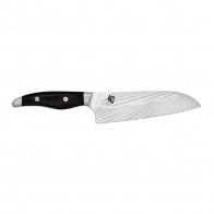 KAI Shun Nagare Black Santoku 18 cm - Damascus Steel - Pakkawood Handle Black