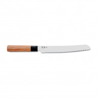 KAI Seki Magoroku Red Wood Bread Knife 22.5 cm - Carbon 1K6 Steel Blade - Pakkawood Handle