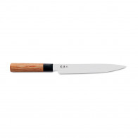 KAI Seki Magoroku Red Wood Ham Knife 20 cm - Carbon 1K6 Steel Blade - Pakkawood Handle