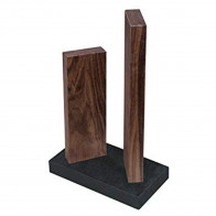 KAI Stonehenge Magnetic Knife Block for 4 Knives - Walnut Wood with Granite Base