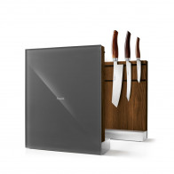 Nesmuk magnetic knife holder - smoked oak - grey glass front - unstocked