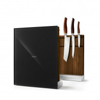 Nesmuk magnetic knife holder - smoked oak - black glass front - unstocked