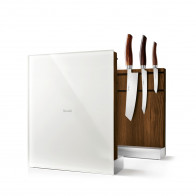 Nesmuk magnetic knife holder - smoked oak - white glass front - unstocked