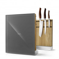 Nesmuk magnetic knife holder - oak - grey glass front - unstocked