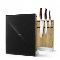 Nesmuk magnetic knife holder - oak - black glass front - unstocked