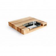Boos Blocks Prep Masters Cutting Board 38x35x6 cm with Juice Groove & Stainless Steel Tray - Maple Wood