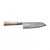 Suncraft Senzo Twisted Octagon Santoku 16.7 cm - Damascus Steel - Pakkawood Handle