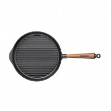 Skeppshult Walnut Grill Pan 28 cm - Cast Iron with Walnut Wood Handle