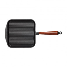 Skeppshult Traditional Grill Pan 25x25 cm - Cast Iron with Beechwood Handle