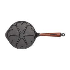 Skeppshult Traditional Heart-Shaped Pancake Pan 23 cm - Cast Iron with Beechwood Handle
