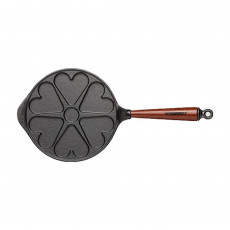 Skeppshult Traditional Heart-Shaped Pancake Pan 23 cm - Cast Iron with Beechwood Handle