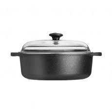 Skeppshult Roasting Pan round 24 cm / 3 L - Cast Iron with Glass Lid