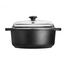Skeppshult Roasting Pan round 24 cm / 4 L - Cast Iron with Glass Lid