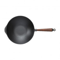Skeppshult Traditional Wok 30 cm - Cast iron with beechwood handle
