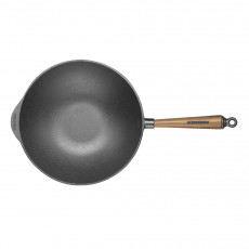 Skeppshult Walnut Wok 30 cm - Cast Iron with Walnut Wood Handle