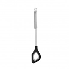 Rösle cooking spoon with hole & round handle - stainless steel with silicone