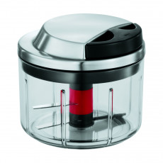 Rösle multi-cutter with pull mechanism, two movable blades, and basket insert